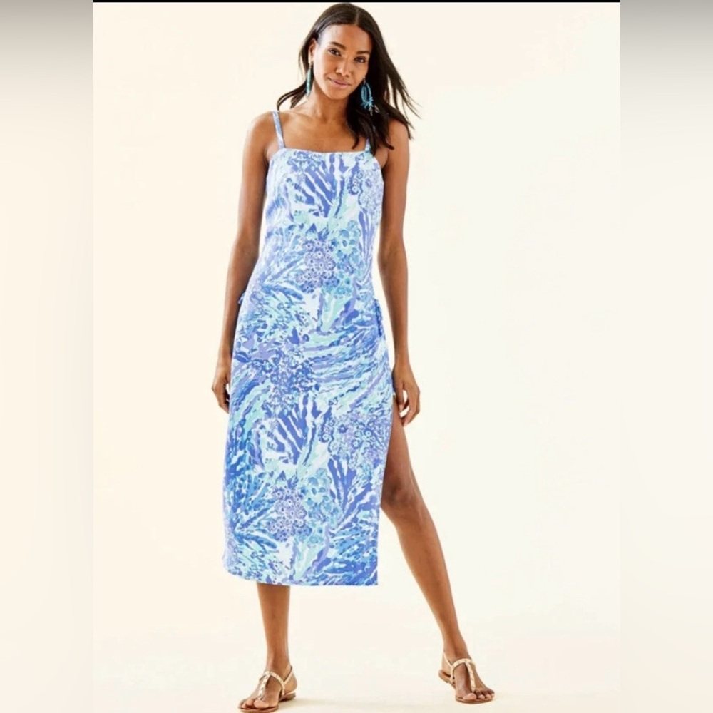 Lilly Pulitzer Romper Size 10 Blue Tropical Print Sleeveless Resort Summer